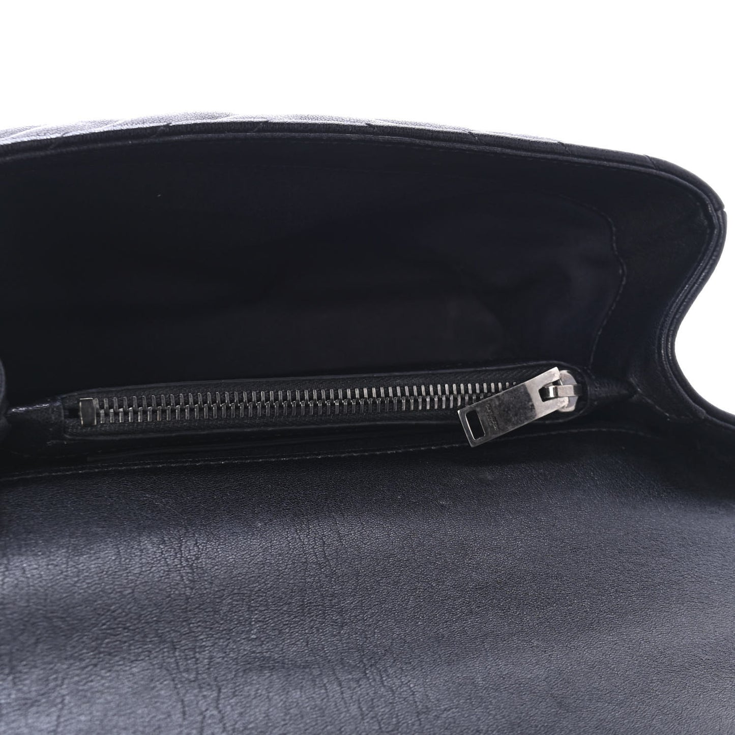 Sheepskin Matelasse Chevron Monogram Medium College Bag Black