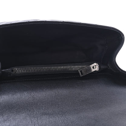 Saint Laurent Sheepskin Matelasse Chevron Monogram Medium College Bag Black 4 of 4