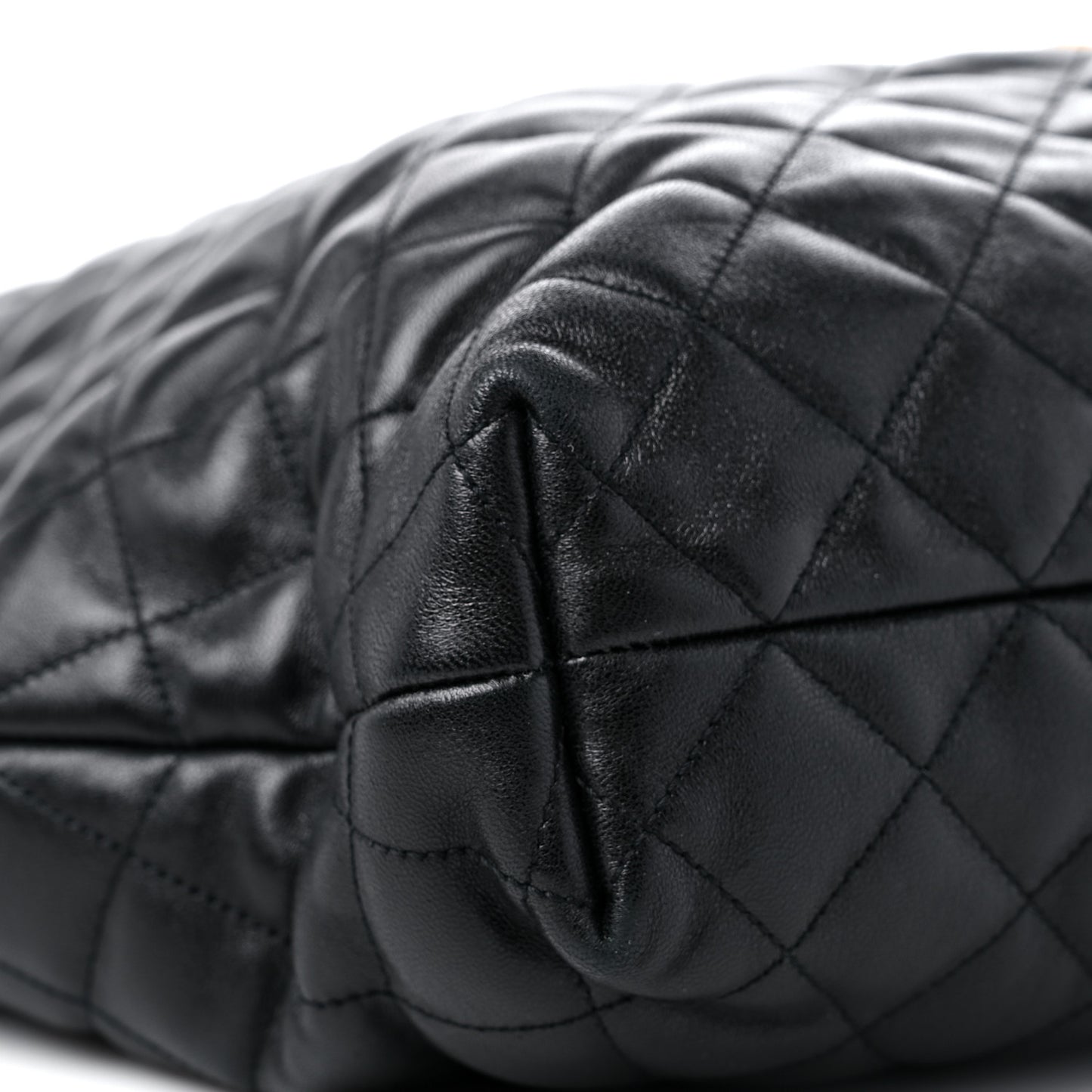 Lambskin Quilted Maxi Icare Shopping Tote Black