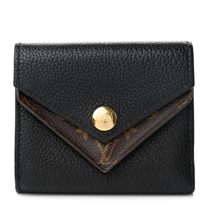 Louis Vuitton Grained Calfskin Monogram Double V Compact Wallet Black 1 of 11