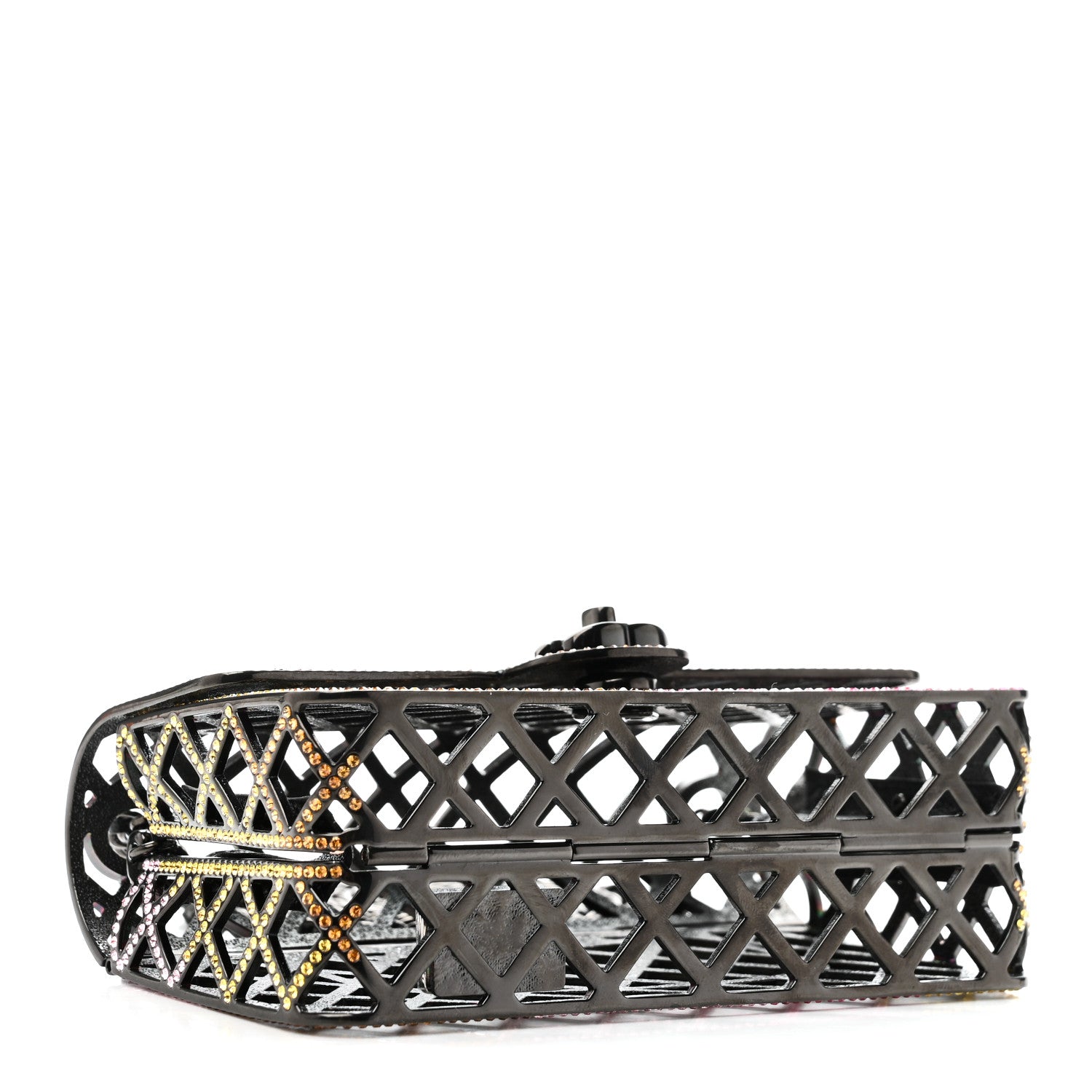 Chanel Metal Crystal Quilted Mini Evening Bag Pink Yellow Orange Light Pink 4 of 11