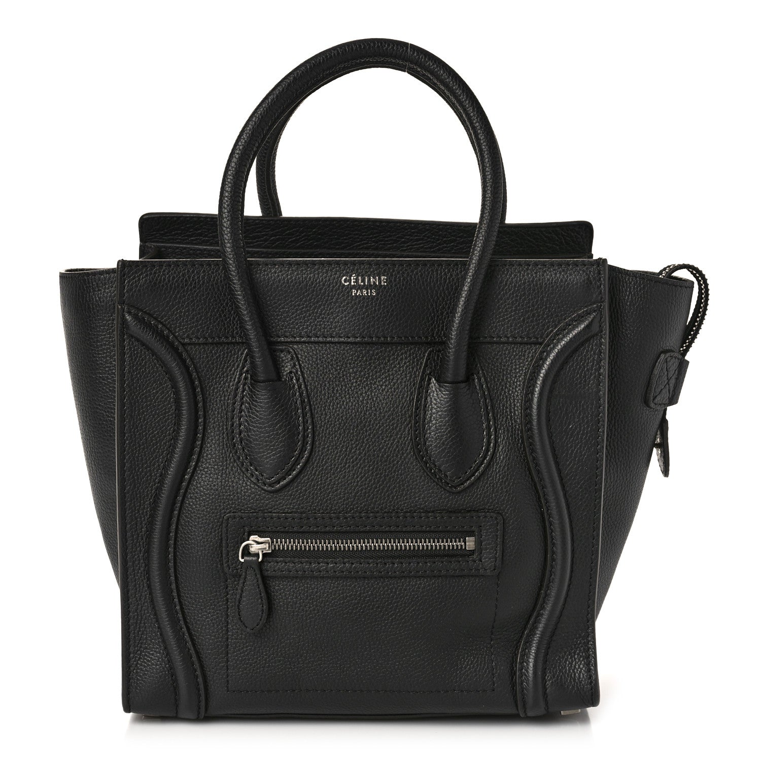 Celine Drummed Calfskin Micro Luggage Black 1 of 8