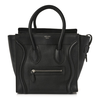 Celine Drummed Calfskin Micro Luggage Black 1 of 8