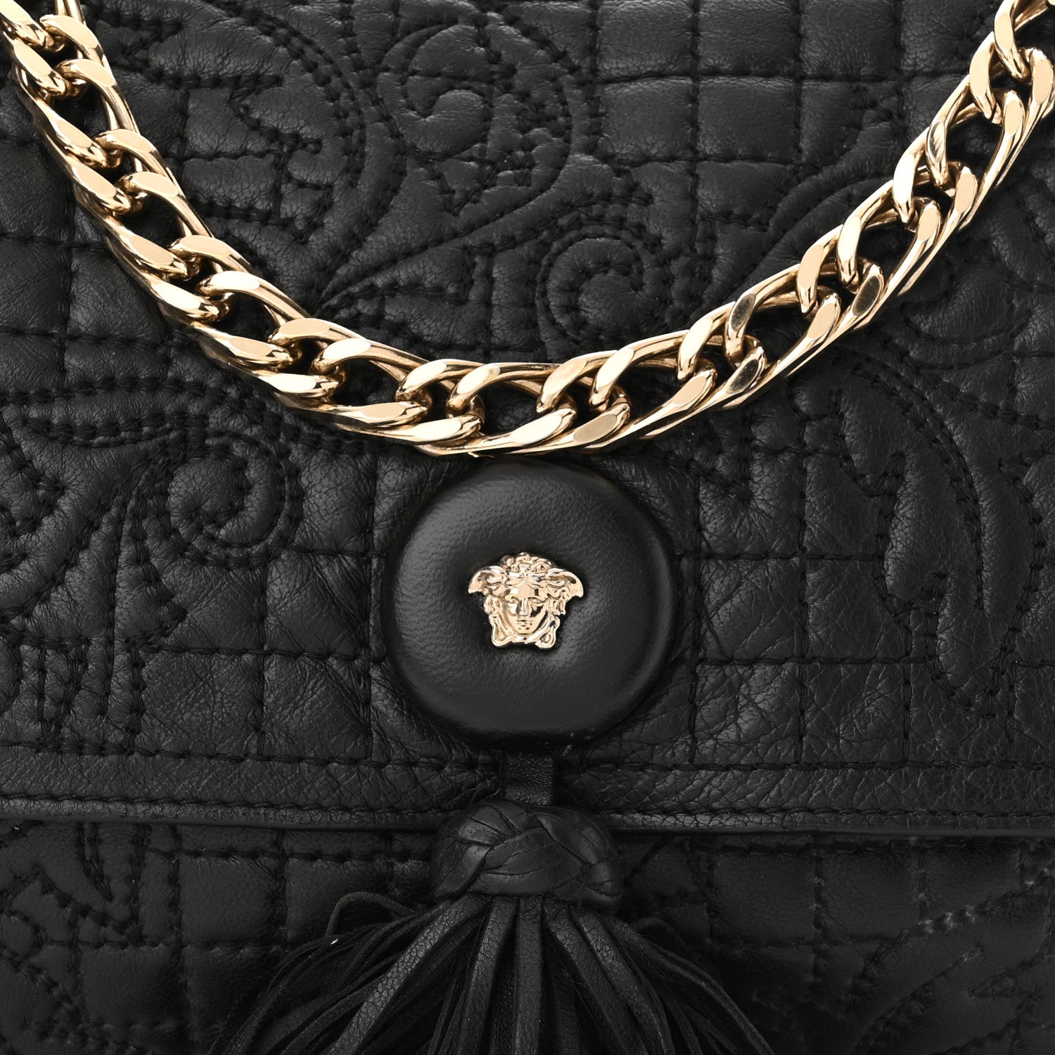 Versace Nappa Barocco Quilted Vanitas Medea Shoulder Bag Black 7 of 11