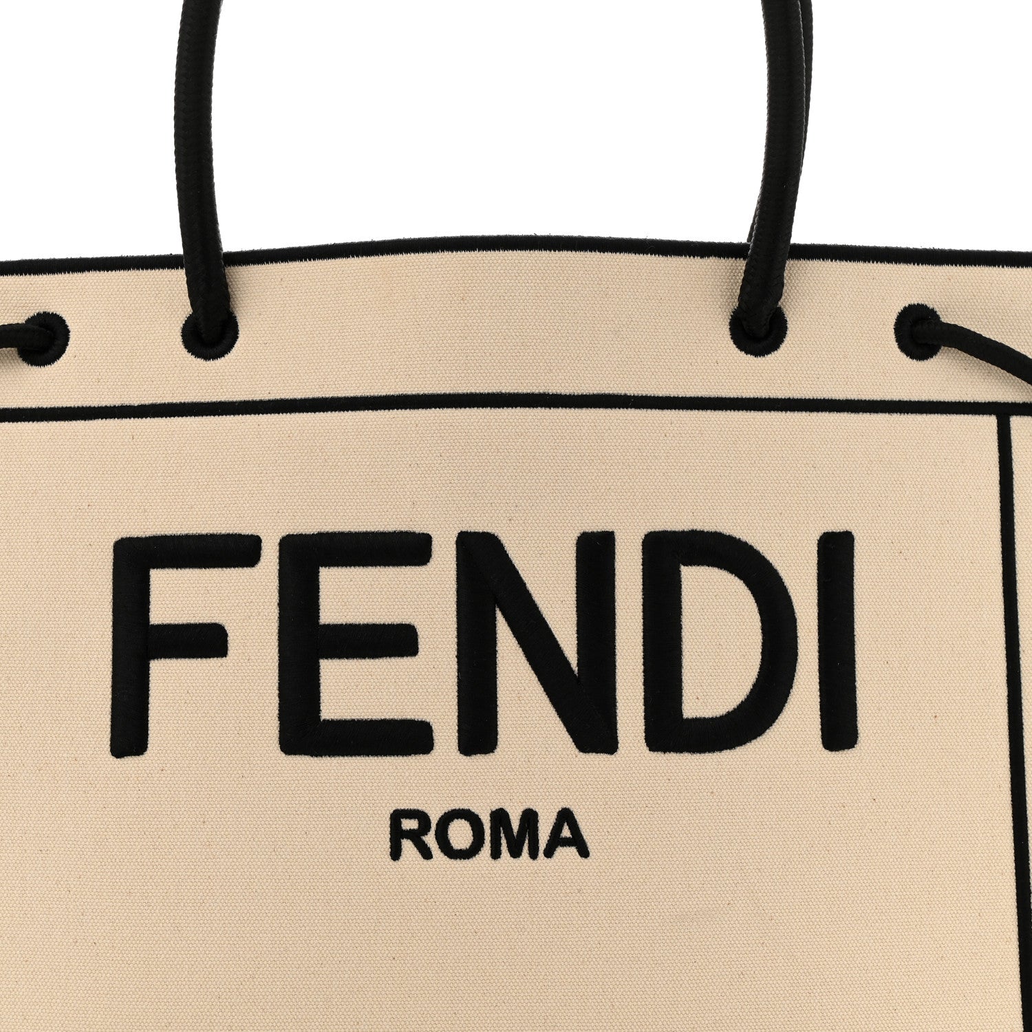 Fendi Canvas Logo Medium Shopping Tote Grezzo Black 8 of 13