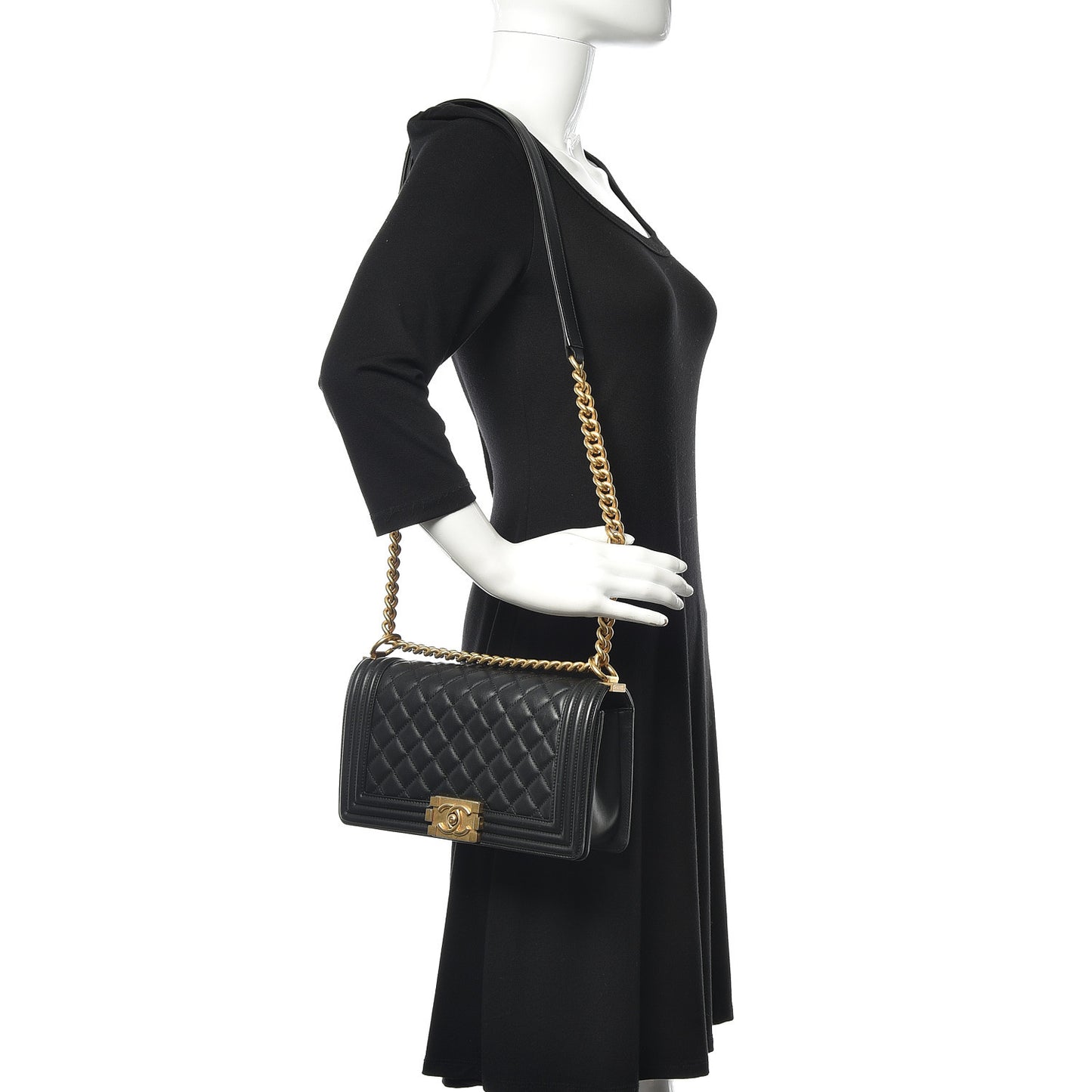 Lambskin Quilted Medium Boy Flap Black