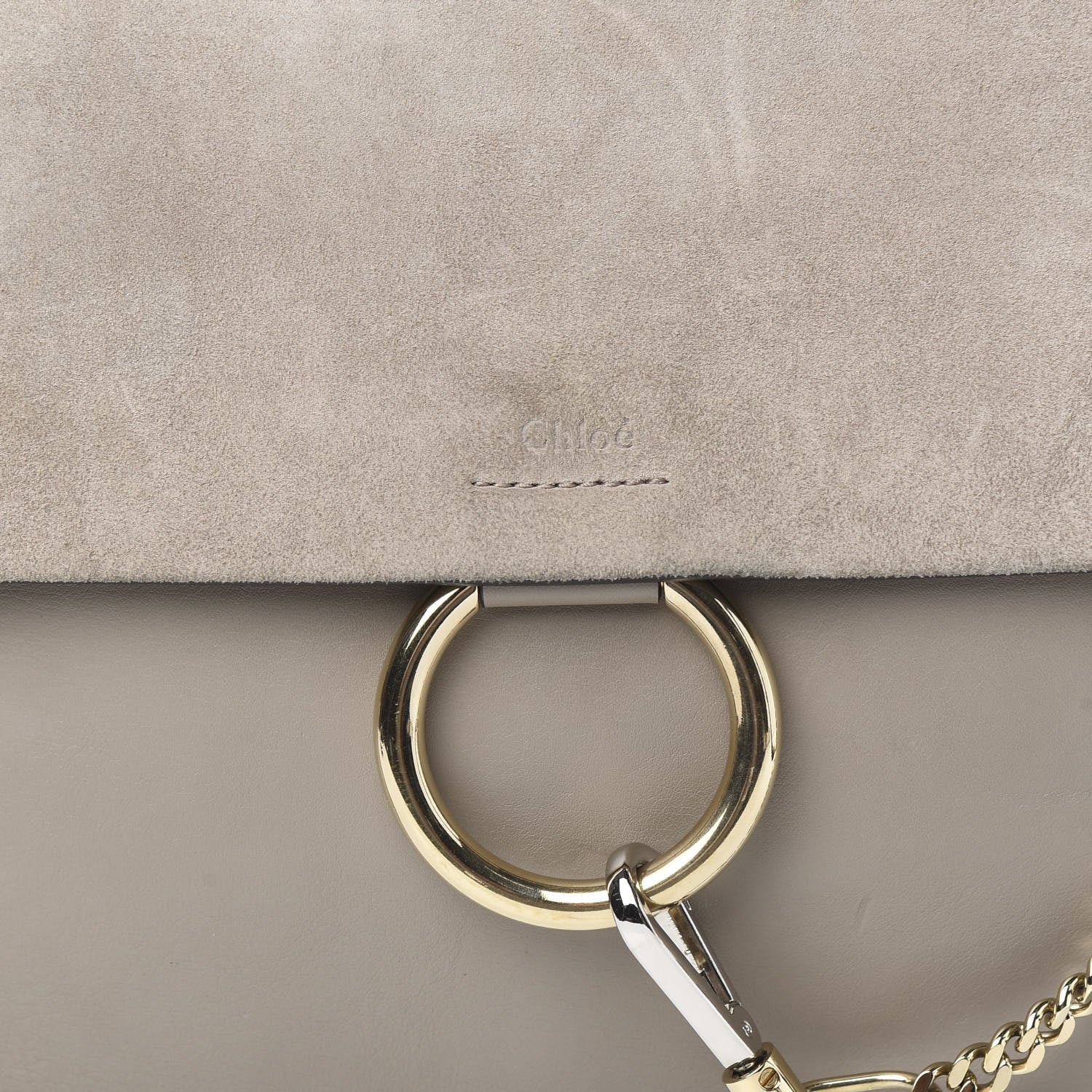 Chloe Calfskin Suede Medium Faye Shoulder Bag Motty Grey 9 of 9