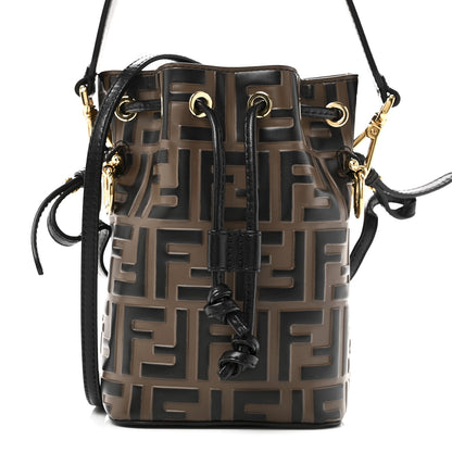 Fendi Vitello Liberty F is Fendi Bi-Color FF 1974 Embossed Mini Mon Tresor Bucket Bag Maya Black 8 of 10