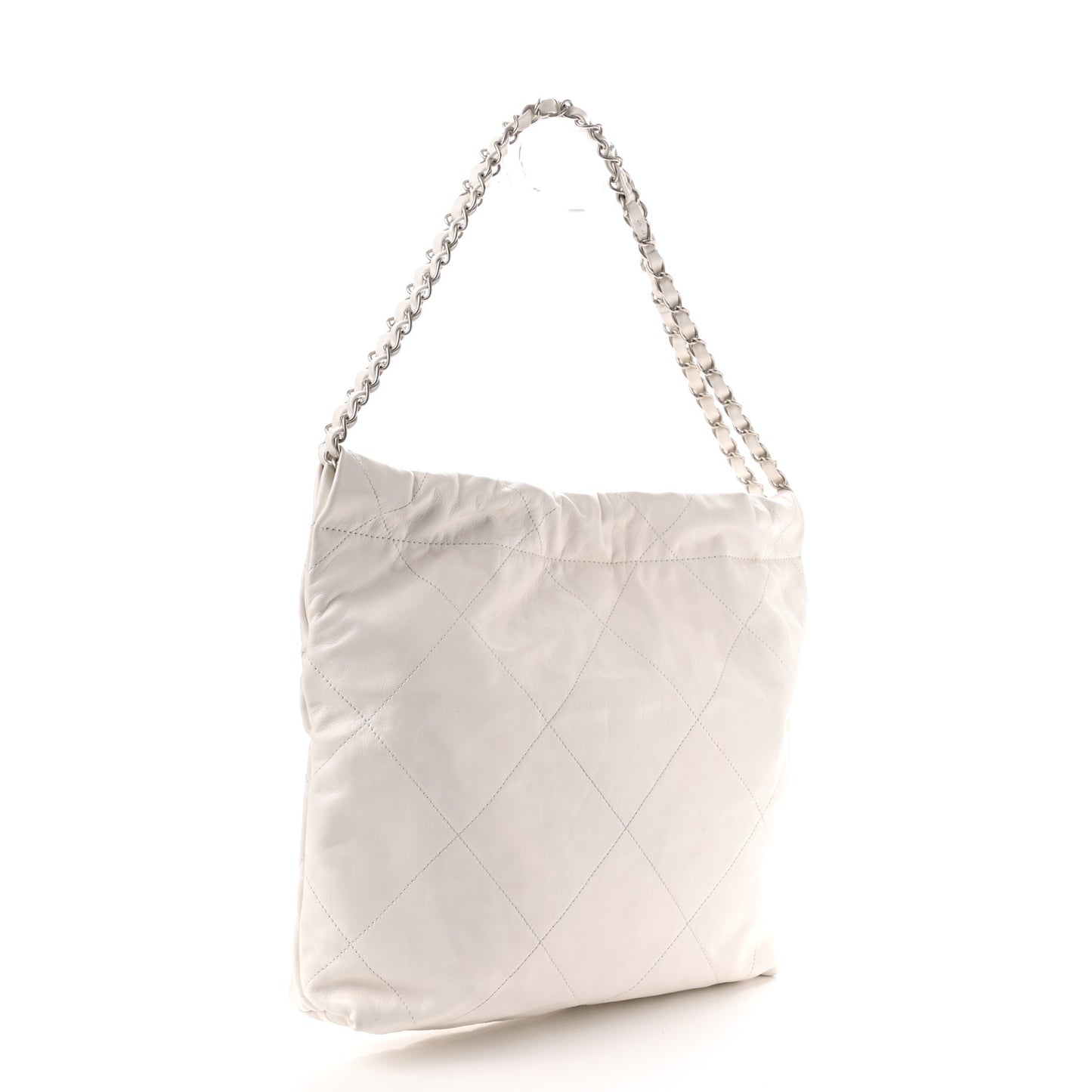 Shiny Calfskin Quilted Small Chanel 22 White