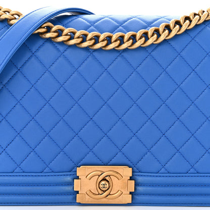 Chanel Lambskin Quilted New Medium Boy Flap Blue 8 of 12