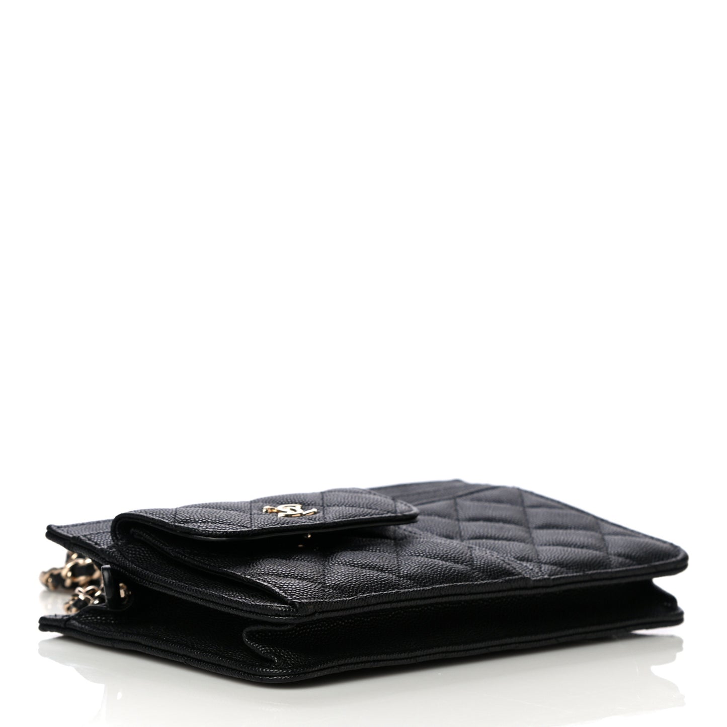 Caviar Quilted Clutch With Chain Black