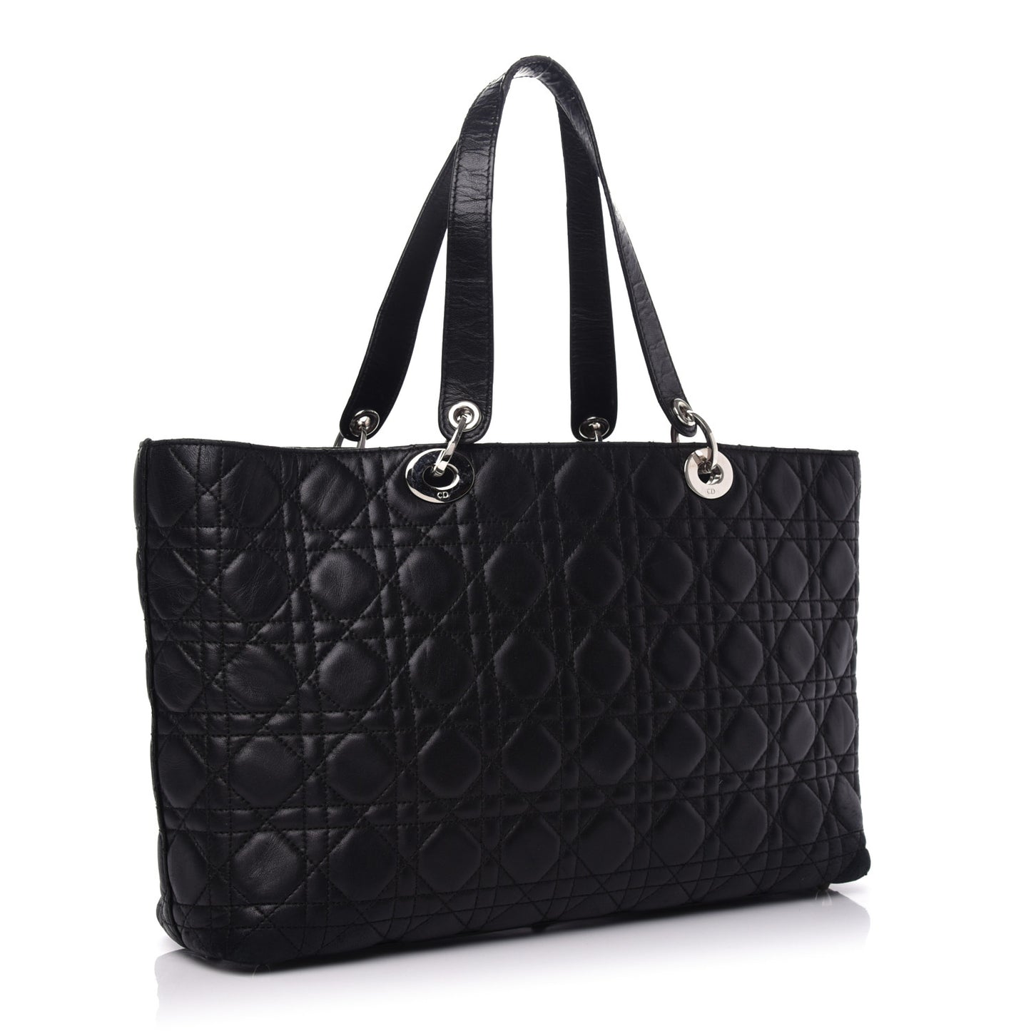 Lambskin Cannage Large Lady Dior Shopper Tote Black