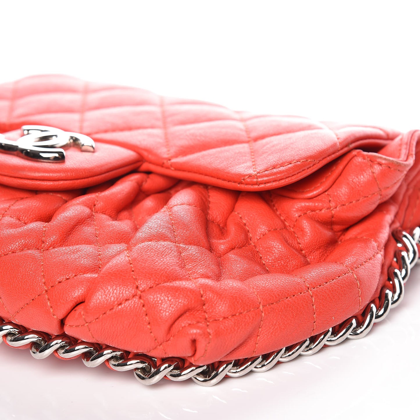 Washed Lambskin Mini Chain Around Messenger Red