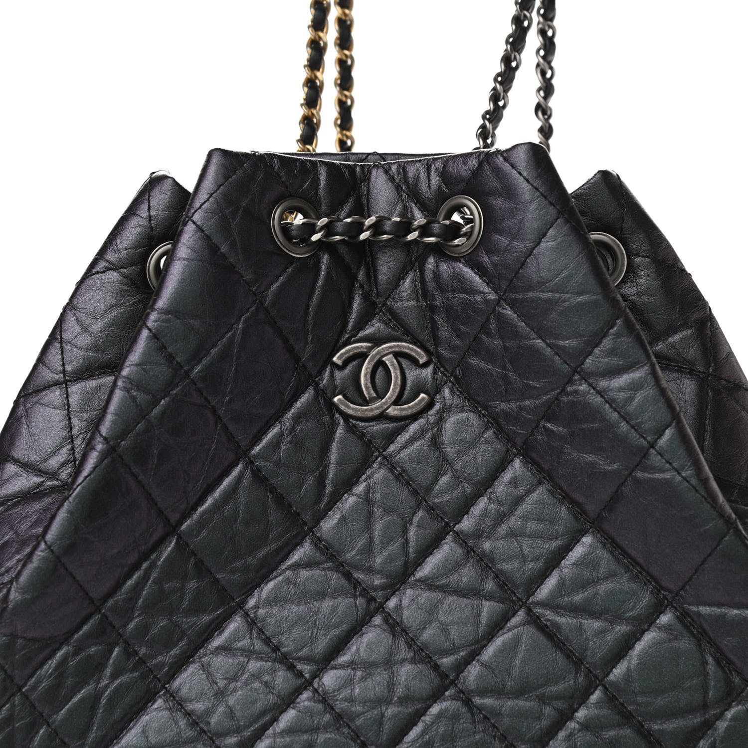 Chanel Iridescent Aged Calfskin Quilted Gabrielle Backpack Black 9 of 10