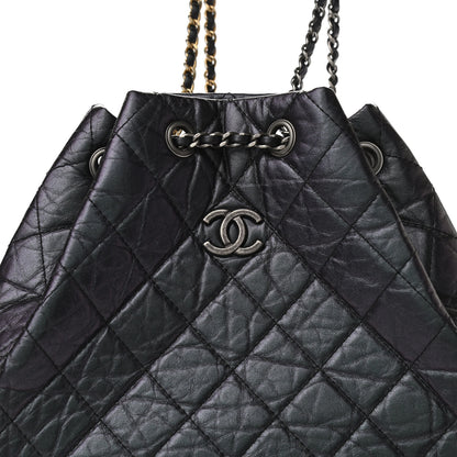 Chanel Iridescent Aged Calfskin Quilted Gabrielle Backpack Black 9 of 10