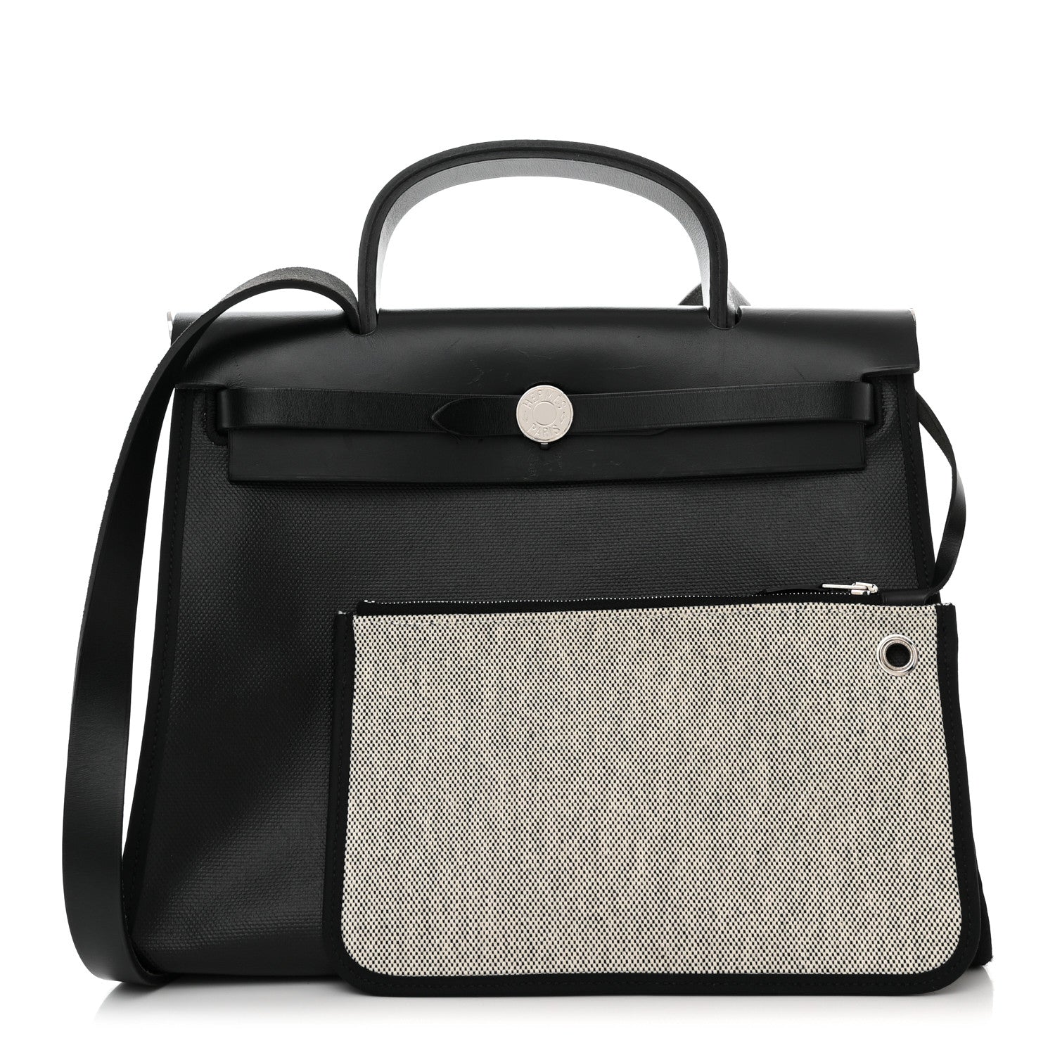 Hermes Toile H Berline Vache Hunter Herbag Zip PM 31 Black Ecru 1 of 13