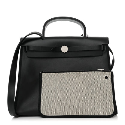 Hermes Toile H Berline Vache Hunter Herbag Zip PM 31 Black Ecru 1 of 13