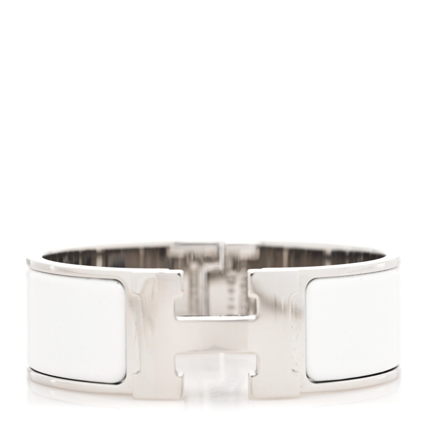 Enamel Wide Clic Clac H Bracelet PM White