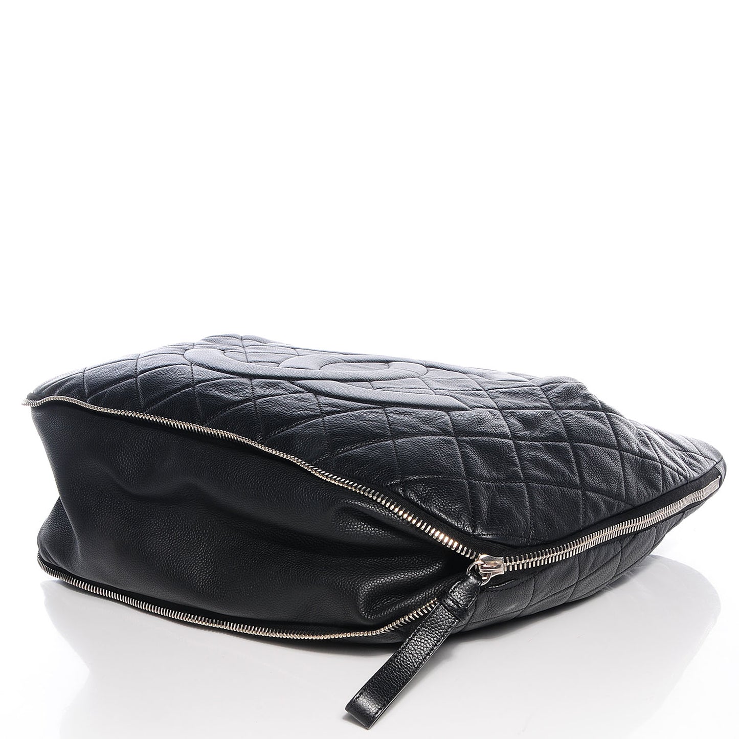 Caviar Expandable Zip Shoulder Bag Black