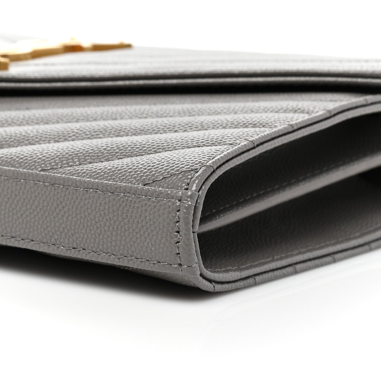 Grain De Poudre Matelasse Chevron Monogram Chain Wallet Fog