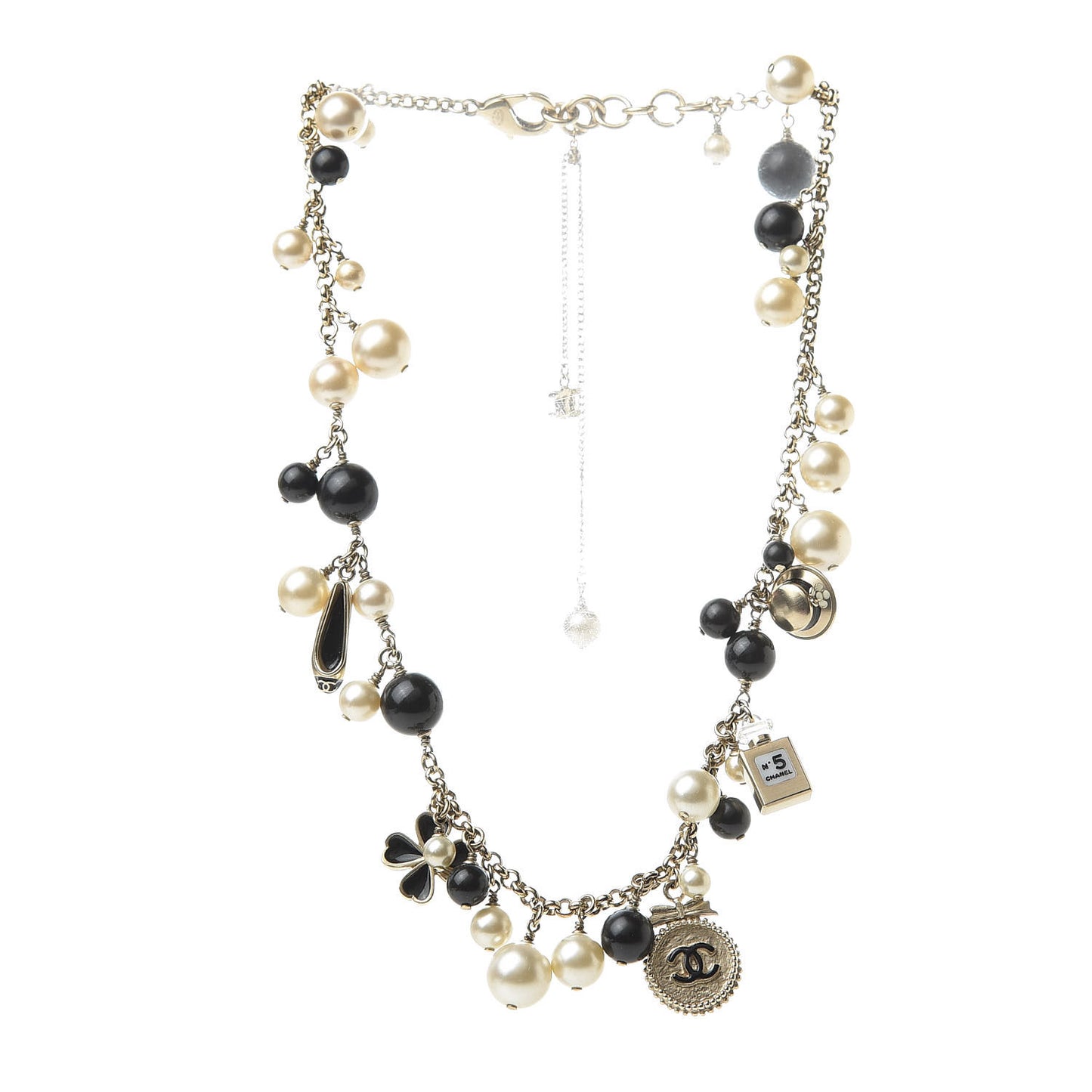 Pearl Charm CC Short Necklace Gold
