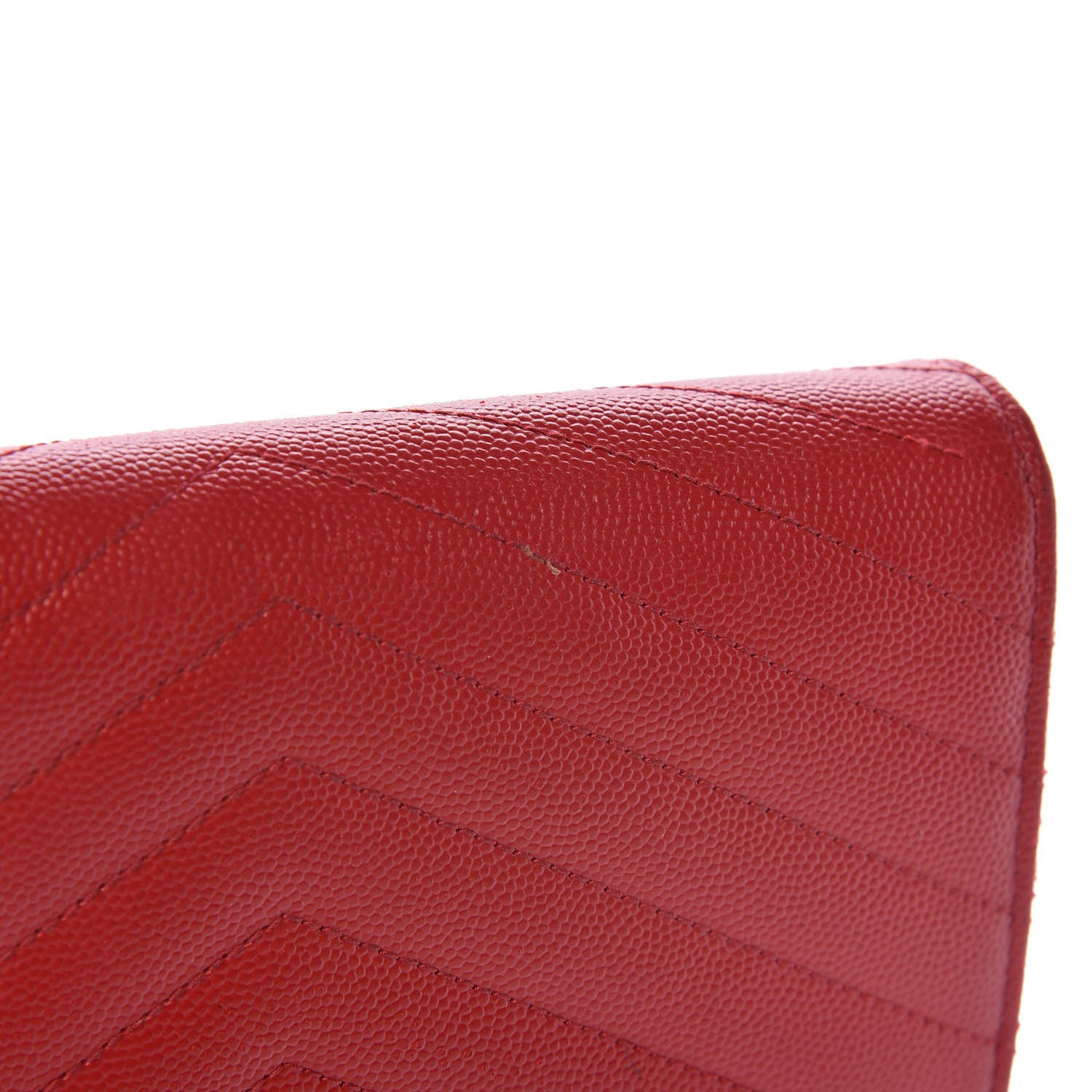 Saint Laurent Grain De Poudre Matelasse Chevron Monogram Flap Wallet Red 8 of 15