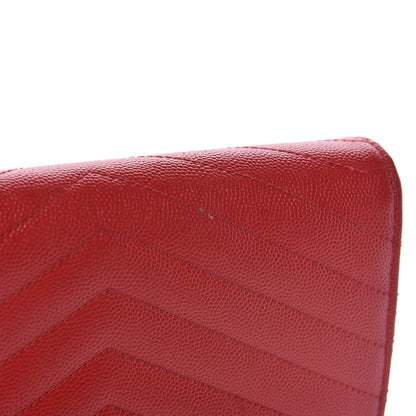 Saint Laurent Grain De Poudre Matelasse Chevron Monogram Flap Wallet Red 8 of 15