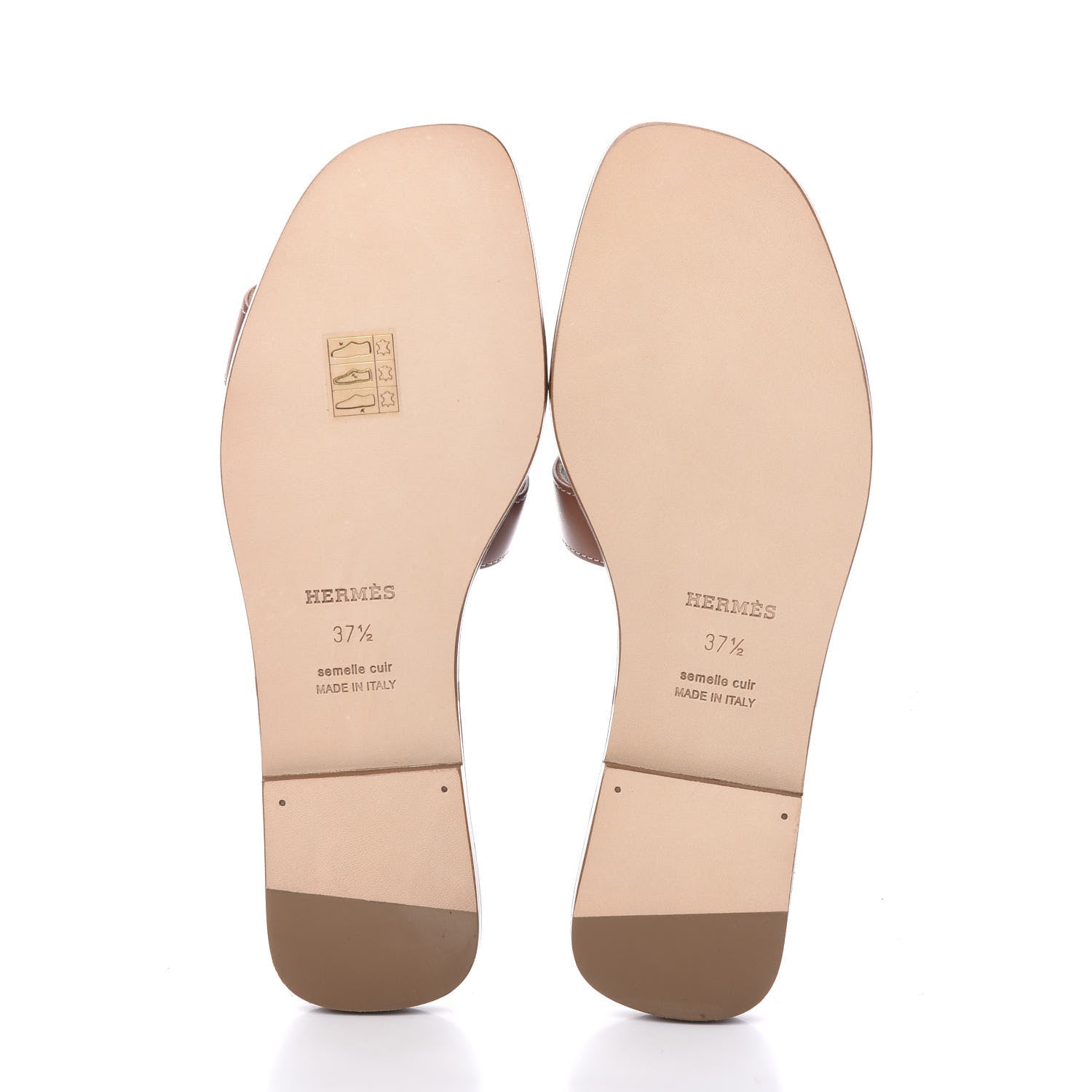 Hermes Box Calfskin Oran Sandals 37.5 Gold 5 of 9