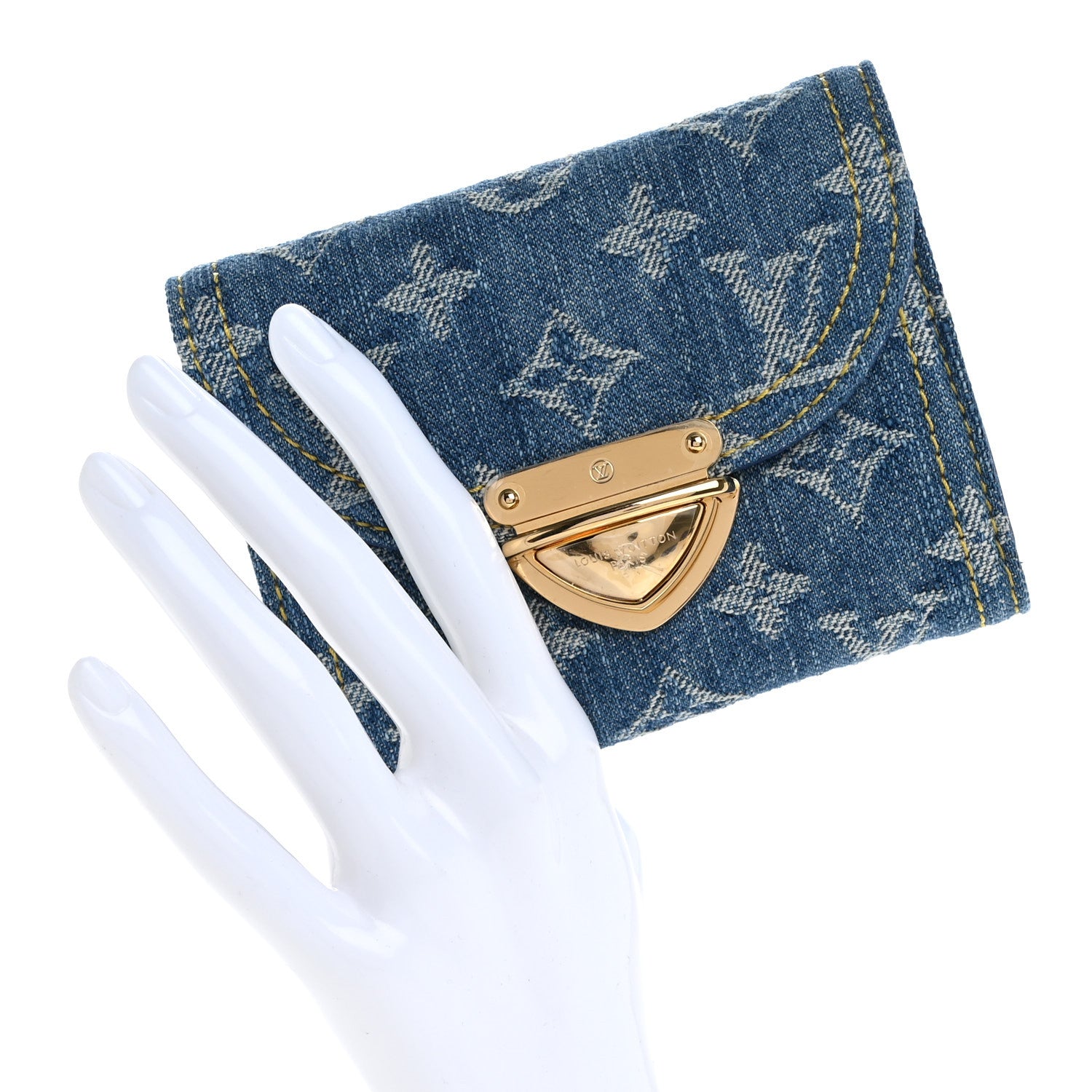 Louis Vuitton Denim Amelia Compact Wallet Blue 2 of 7