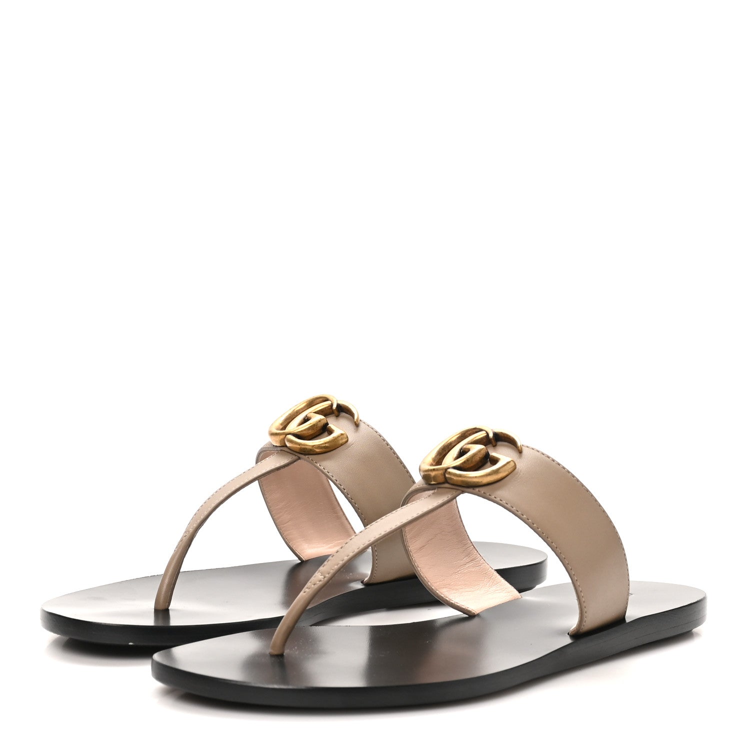 Gucci Calfskin GG Marmont Thong Sandals 35 Mud 35.5 Mud 4 of 9
