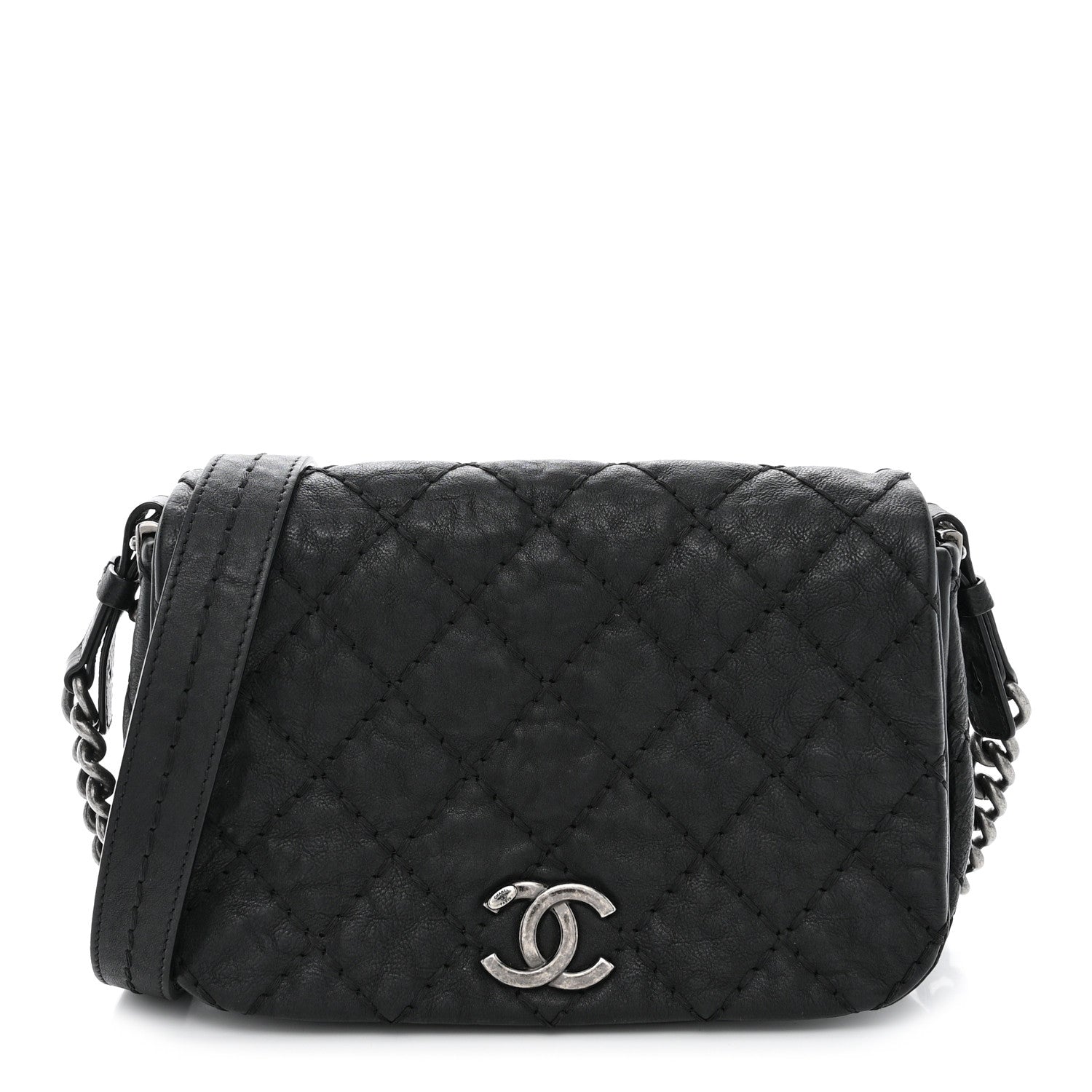 Chanel Calfskin Quilted Double Stitch Flap Black 1 of 10
