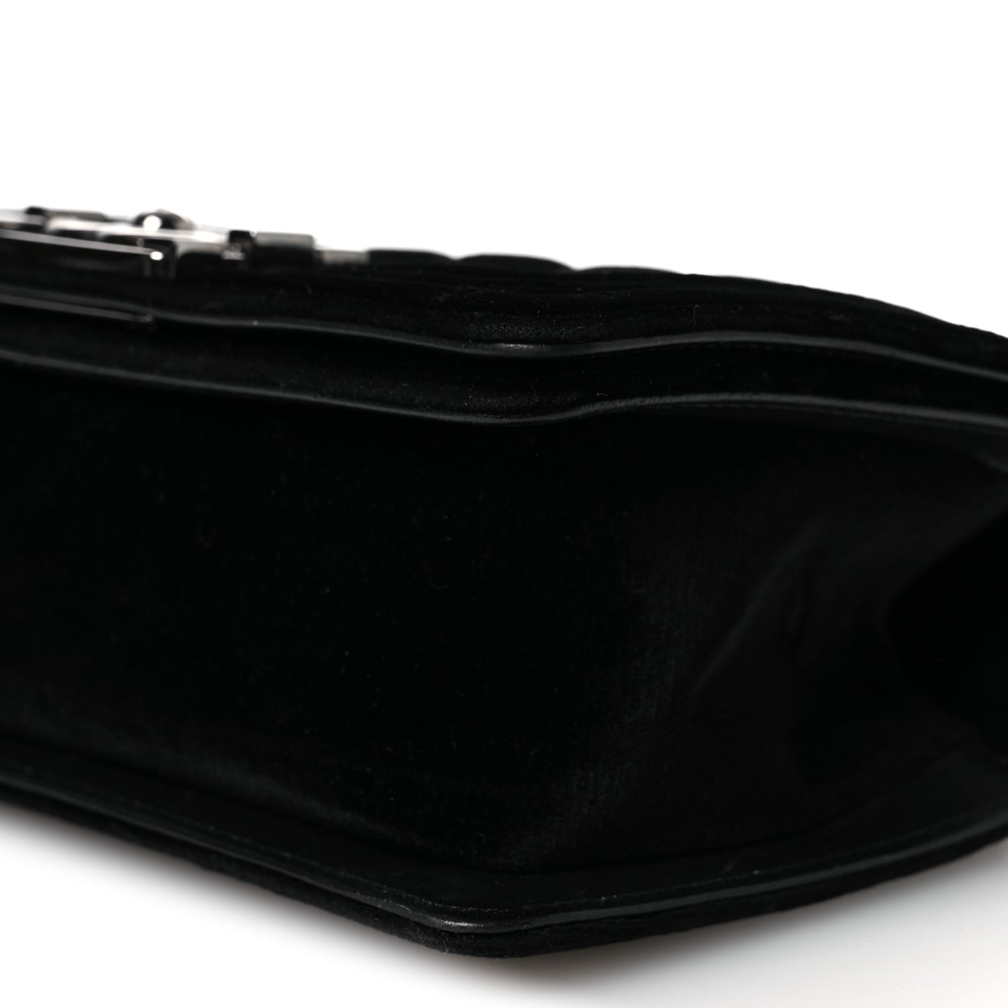 Velvet Quilted Small Boy Flap Black