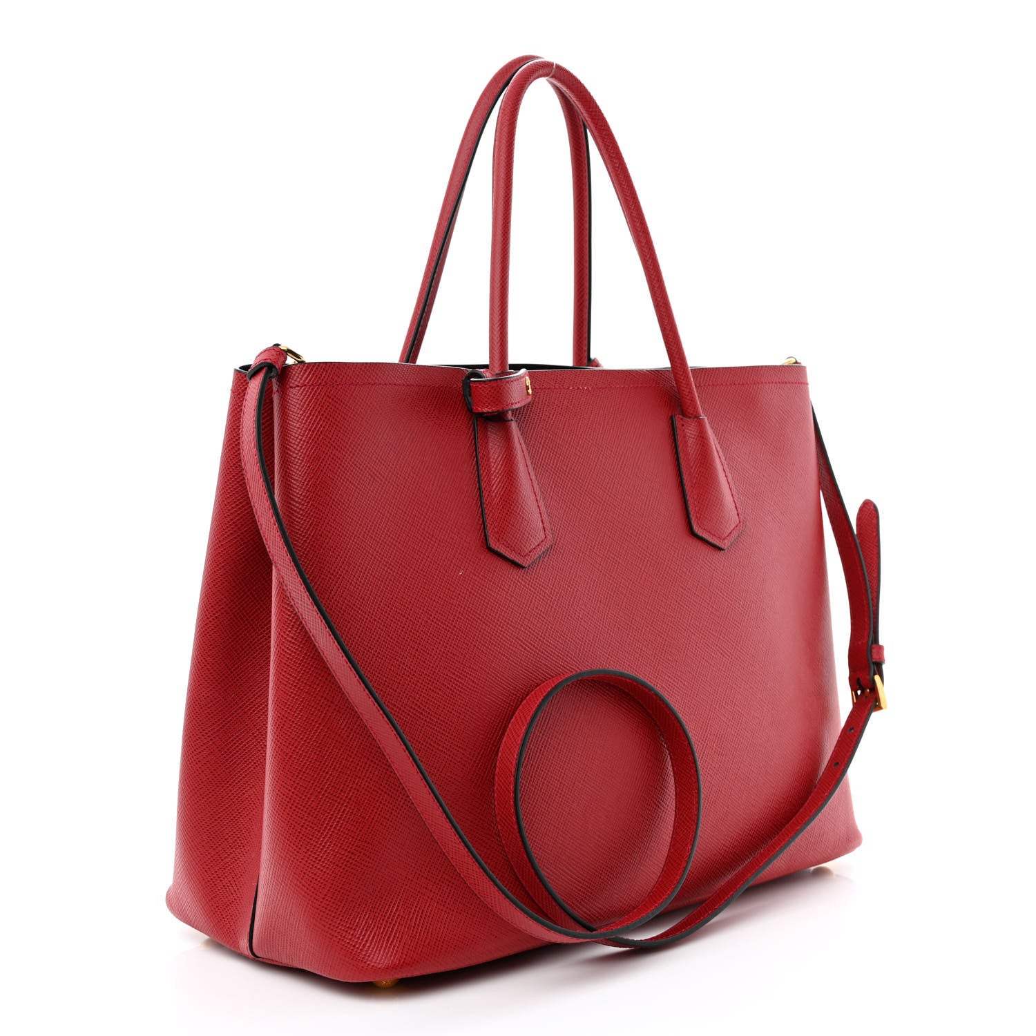 Prada Saffiano Cuir Large Double Bag Fuoco Black 3 of 9