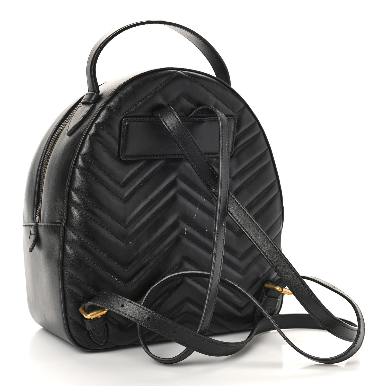 Gucci Calfskin Matelasse Animal Studs GG Marmont Dome Backpack Black 2 of 11