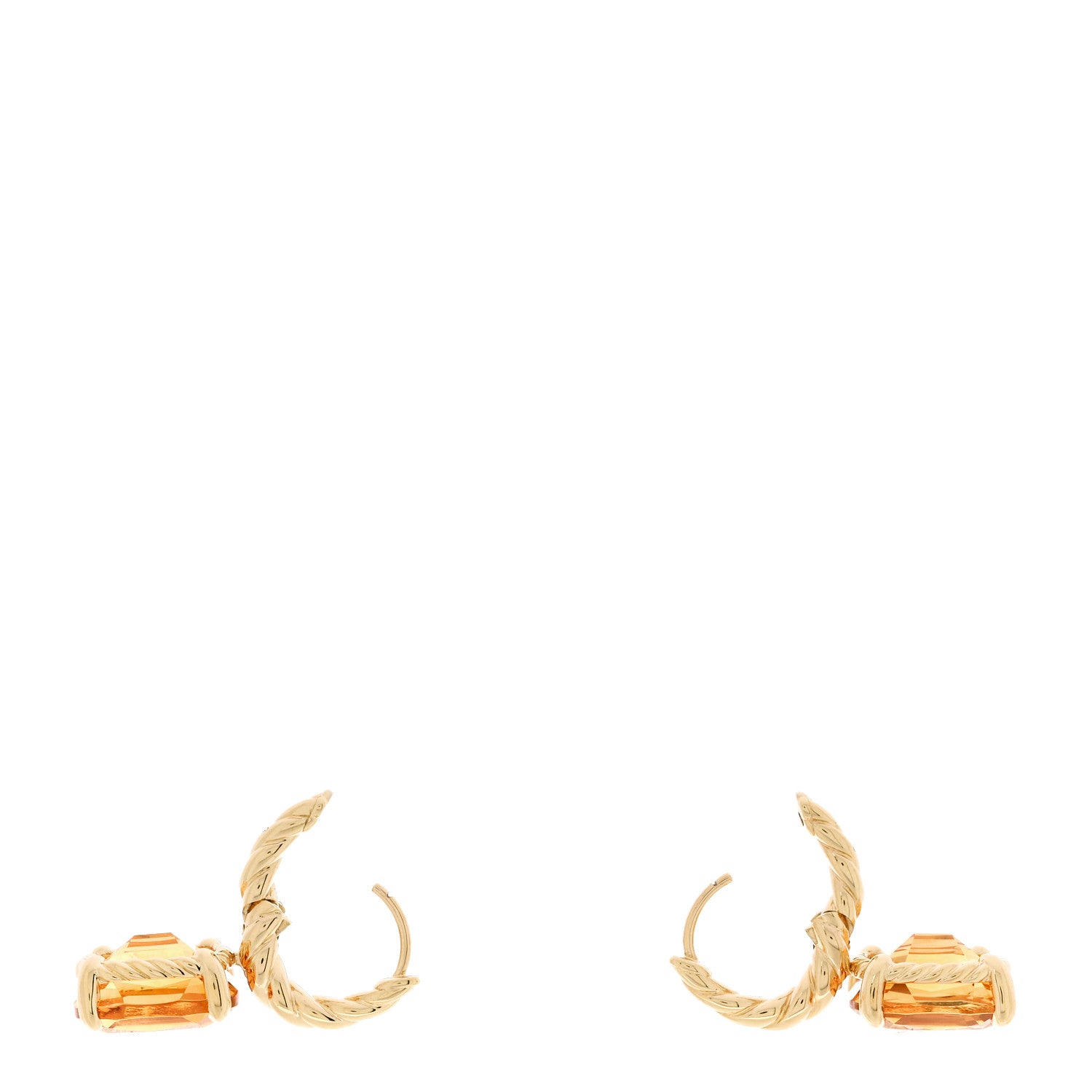 David Yurman 18K Yellow Gold Citrine 11mm Marbella Drop Earrings 3 of 4