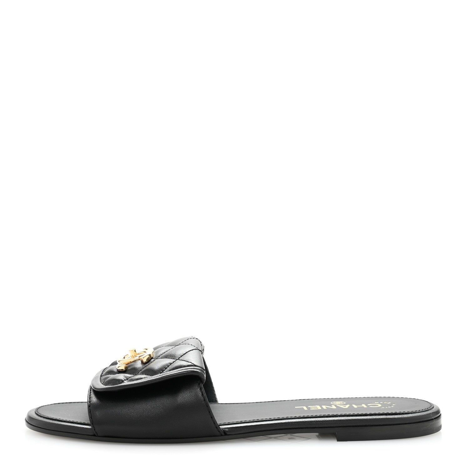 Chanel Lambskin Quilted Turnlock Flat Mules 41 Black 1 of 11