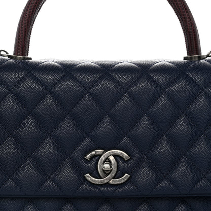 Chanel Caviar Lizard Quilted Medium Coco Handle Flap Navy 7 of 9