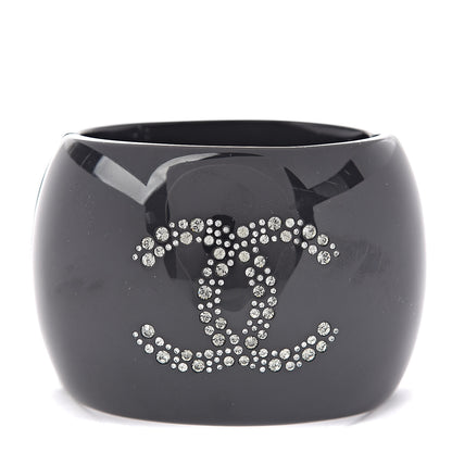 Chanel Resin Crystal CC Bow Wide Cuff Black 1 of 5