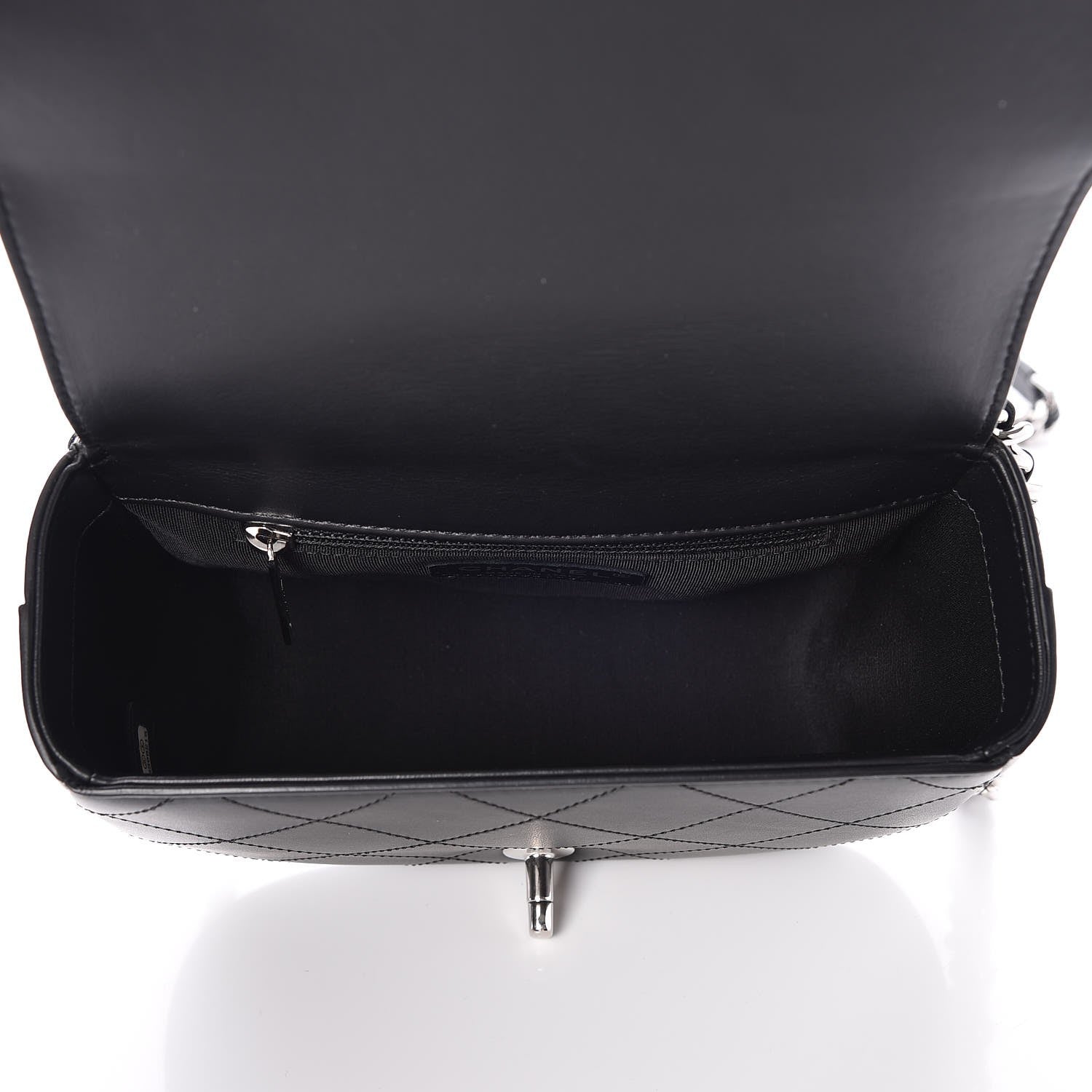 Chanel Calfskin Stitched Small Ring My Bag Flap Crossbody Bag Black 5 of 7