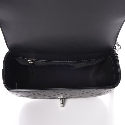 Chanel Calfskin Stitched Small Ring My Bag Flap Crossbody Bag Black 5 of 7