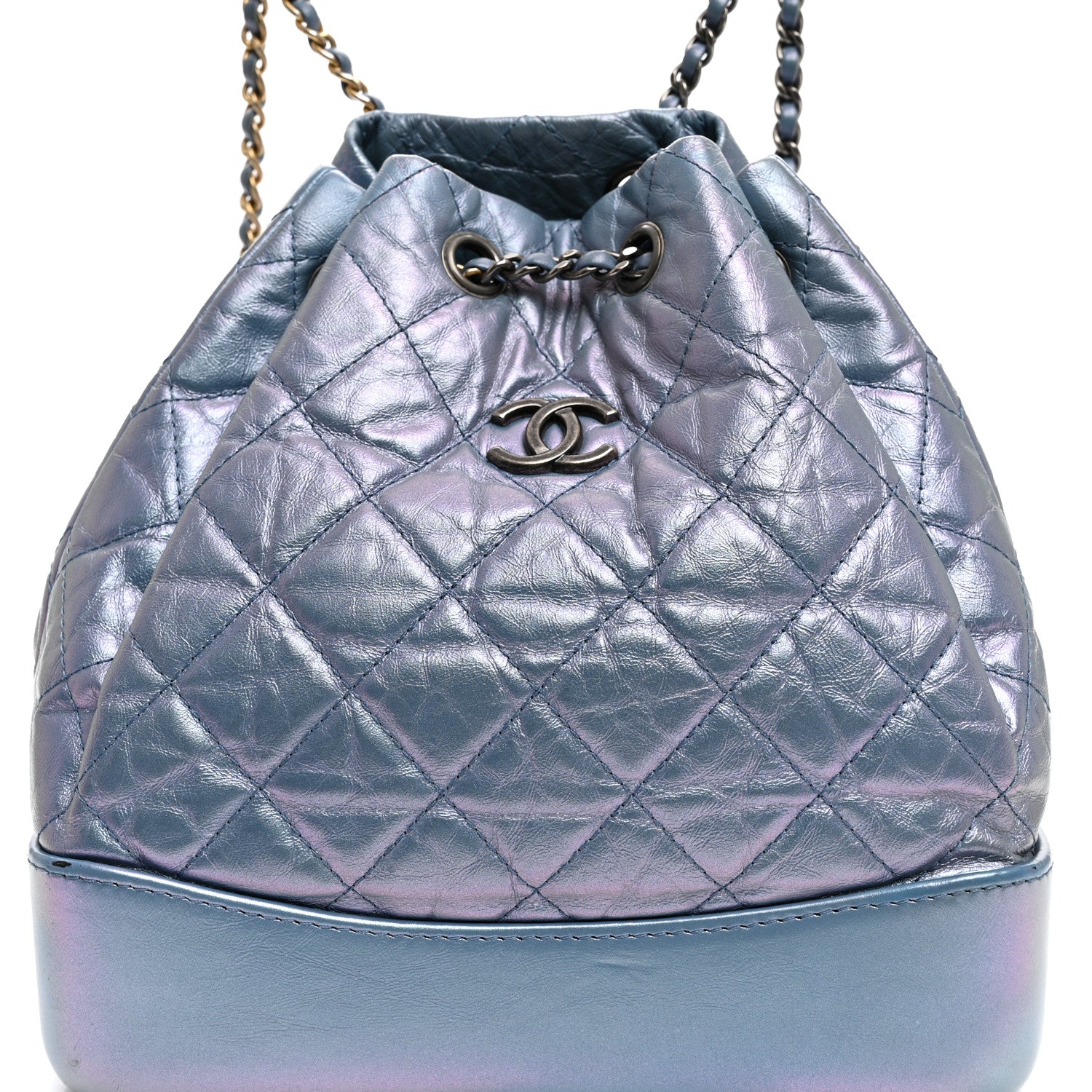 Chanel Iridescent Lambskin Calfskin Quilted Gabrielle Backpack Light Purple 8 of 10