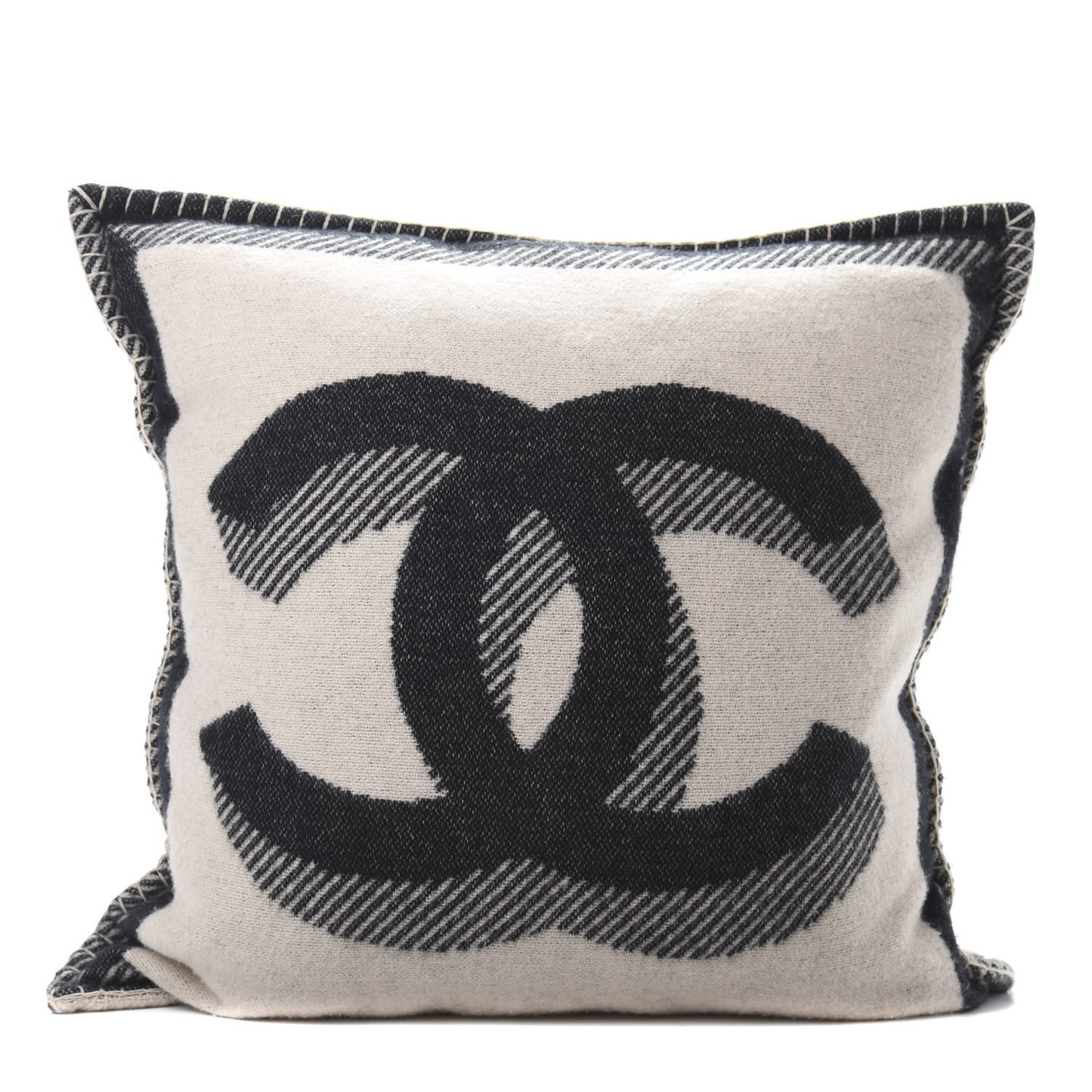 Merino Wool Cashmere CC Pillow Beige Black