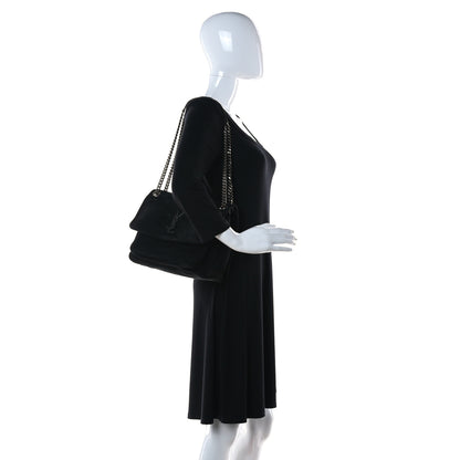 Saint Laurent Suede Monogram Medium Niki Chain Satchel Black 2 of 27
