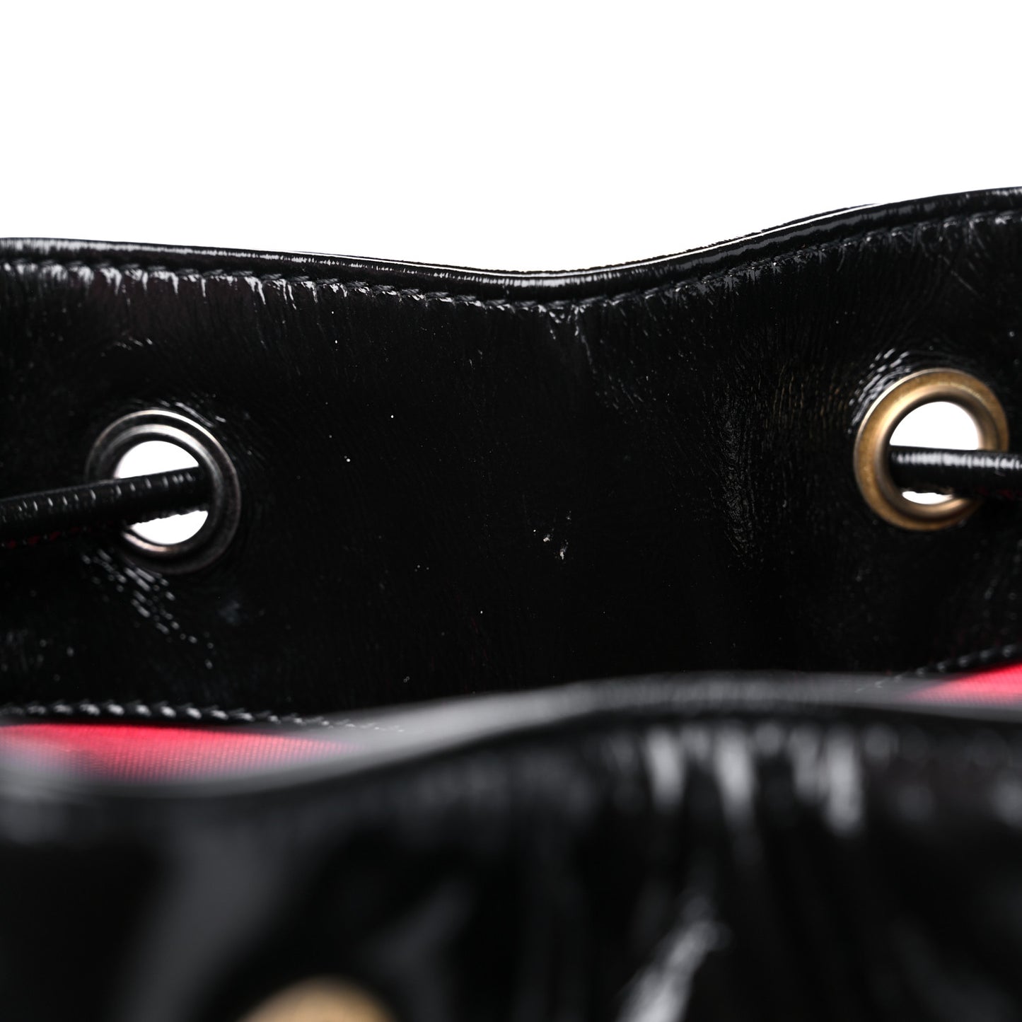 Shiny Aged Calfskin CC Chain Drawstring Bag Black
