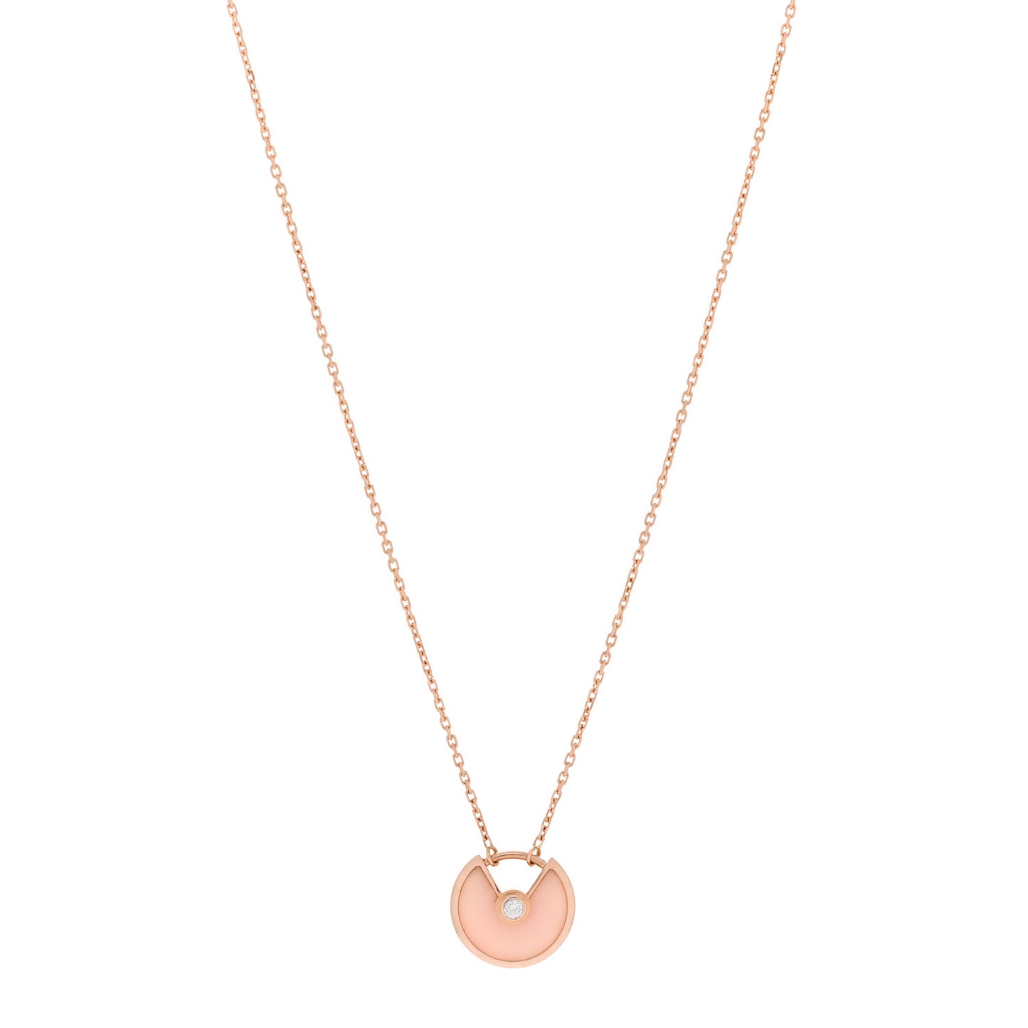 18K Pink Gold Diamond Pink Opal XS Amulette de Cartier Pendant Necklace