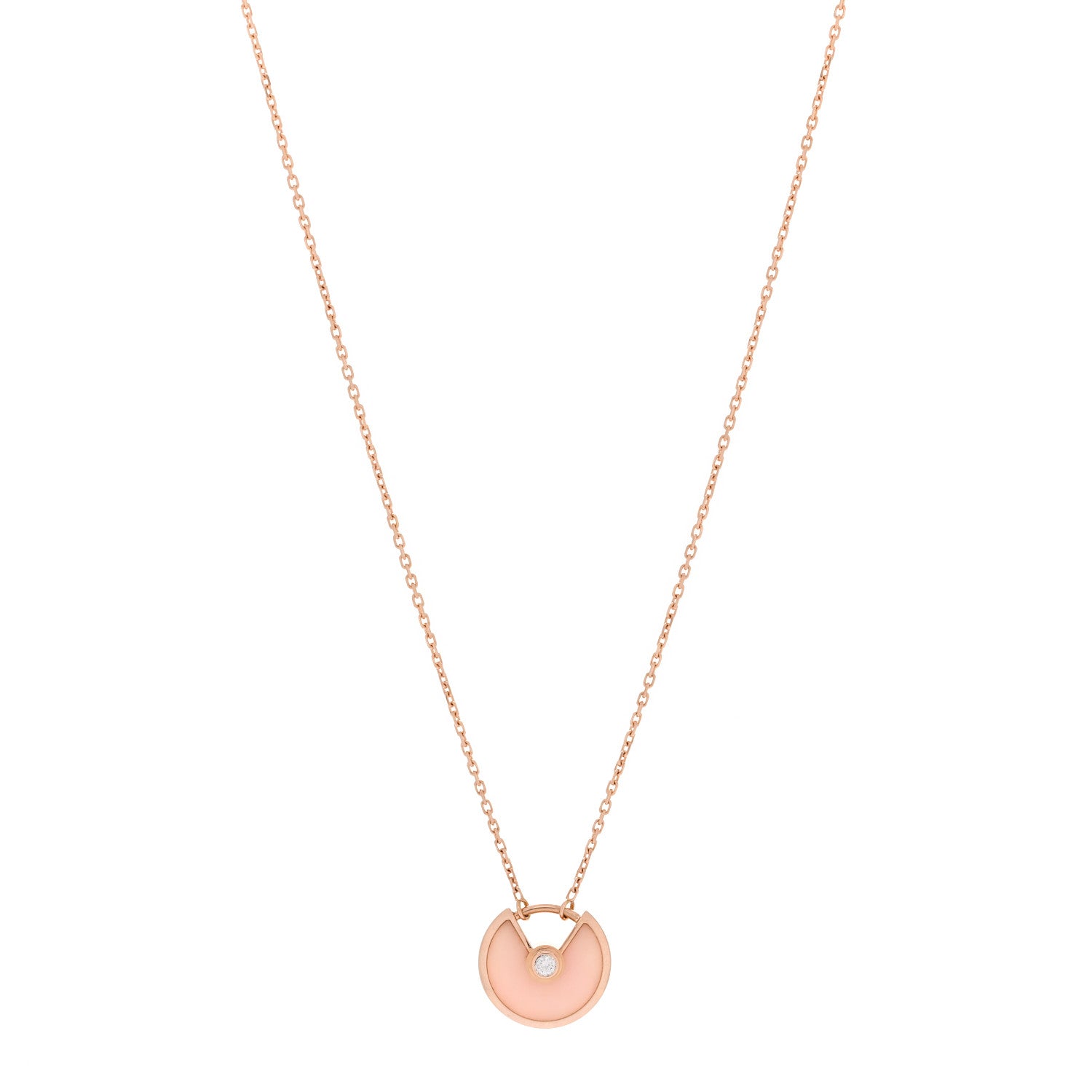 Cartier 18K Pink Gold Diamond Pink Opal XS Amulette de Cartier Pendant Necklace 1 of 5