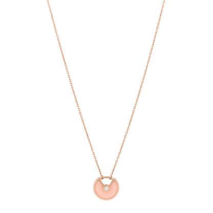 Cartier 18K Pink Gold Diamond Pink Opal XS Amulette de Cartier Pendant Necklace 1 of 5