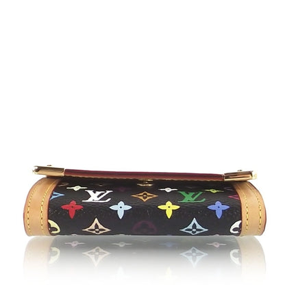 Louis Vuitton Monogram Multicolor Porte-Monnaie Plat Coin Purse Black 5 of 9