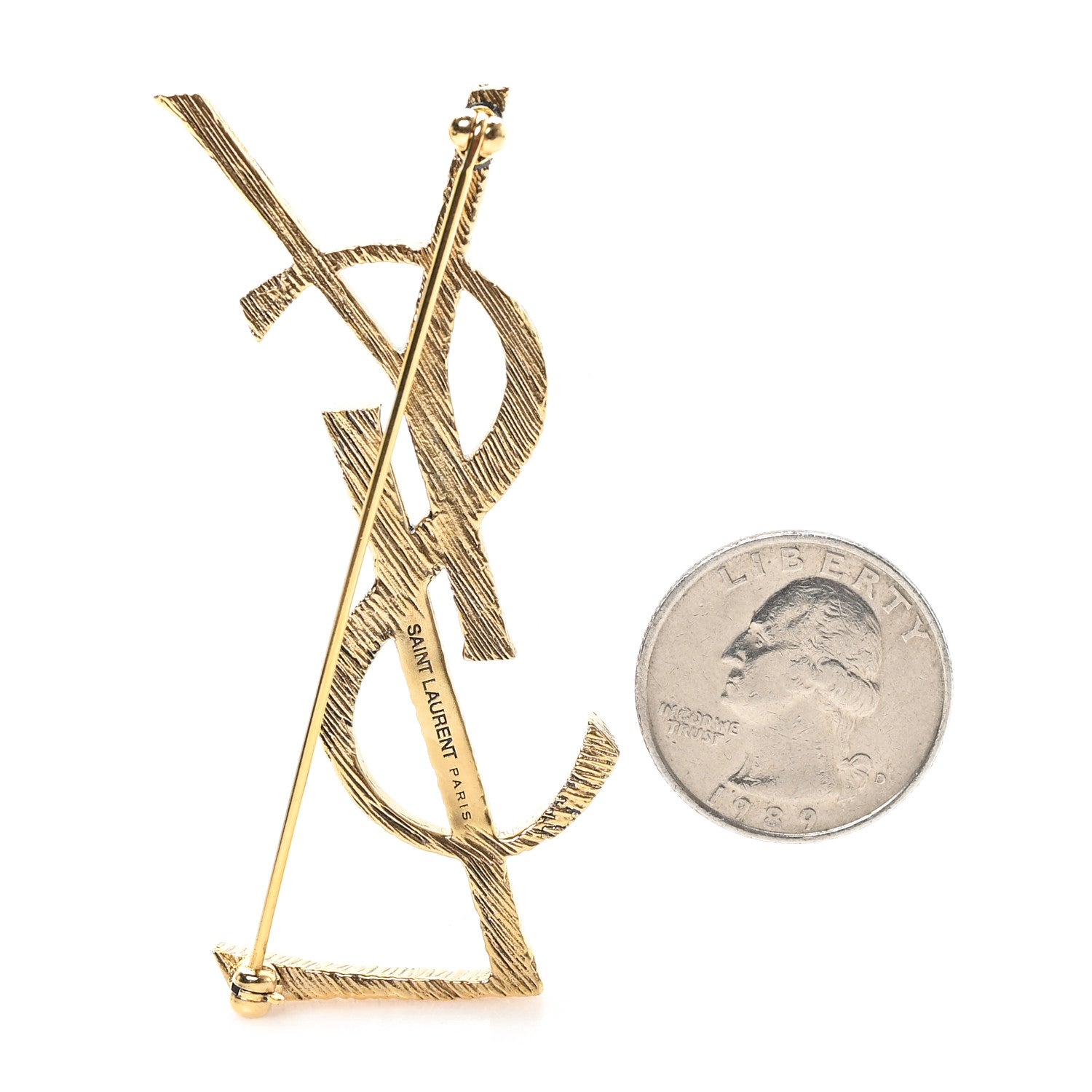 Saint Laurent Brass Cassandre Opyum YSL Twisted Brooch Gold 2 of 4