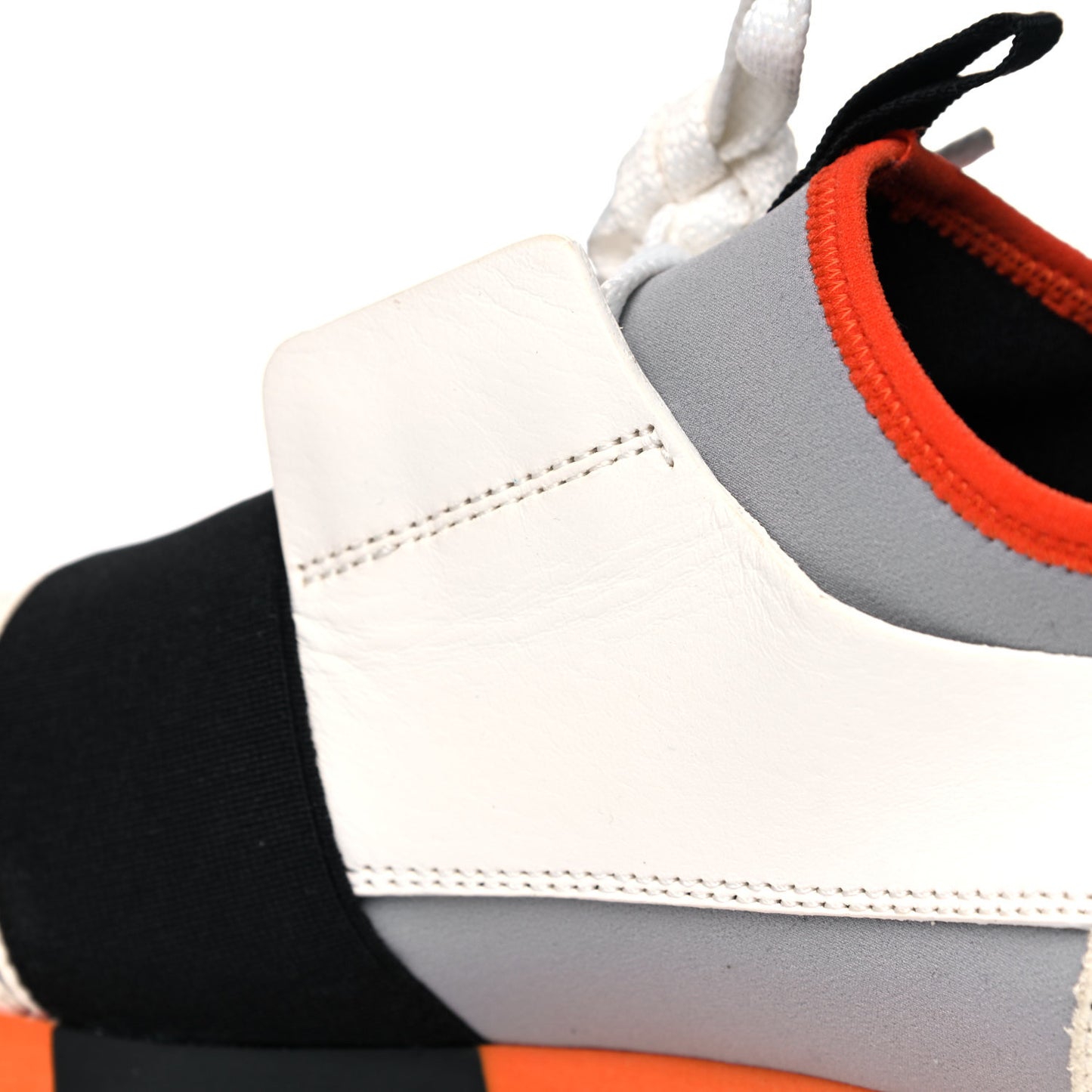 Calfskin Neoprene Mesh Suede Race Runner Sneakers 38 White Black Grey